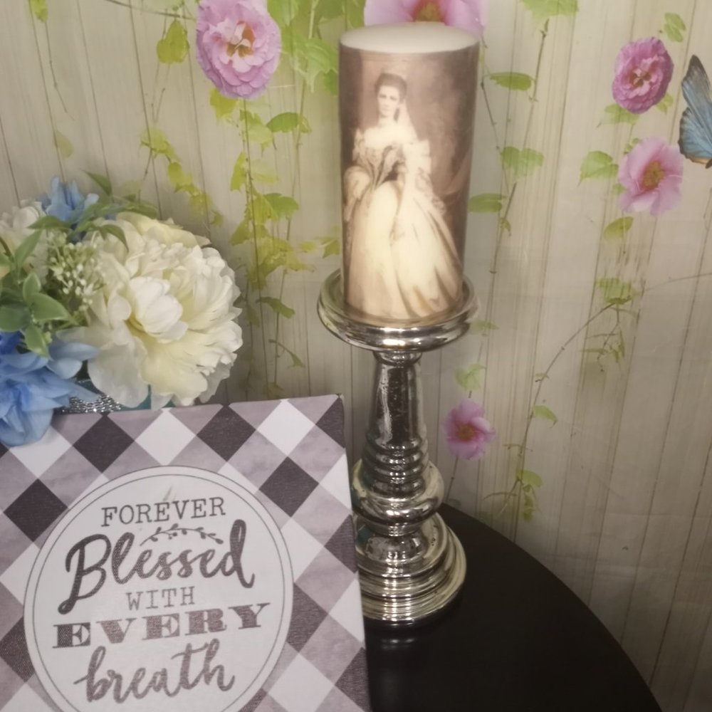 Tall Pillar Candle Victorian Lady